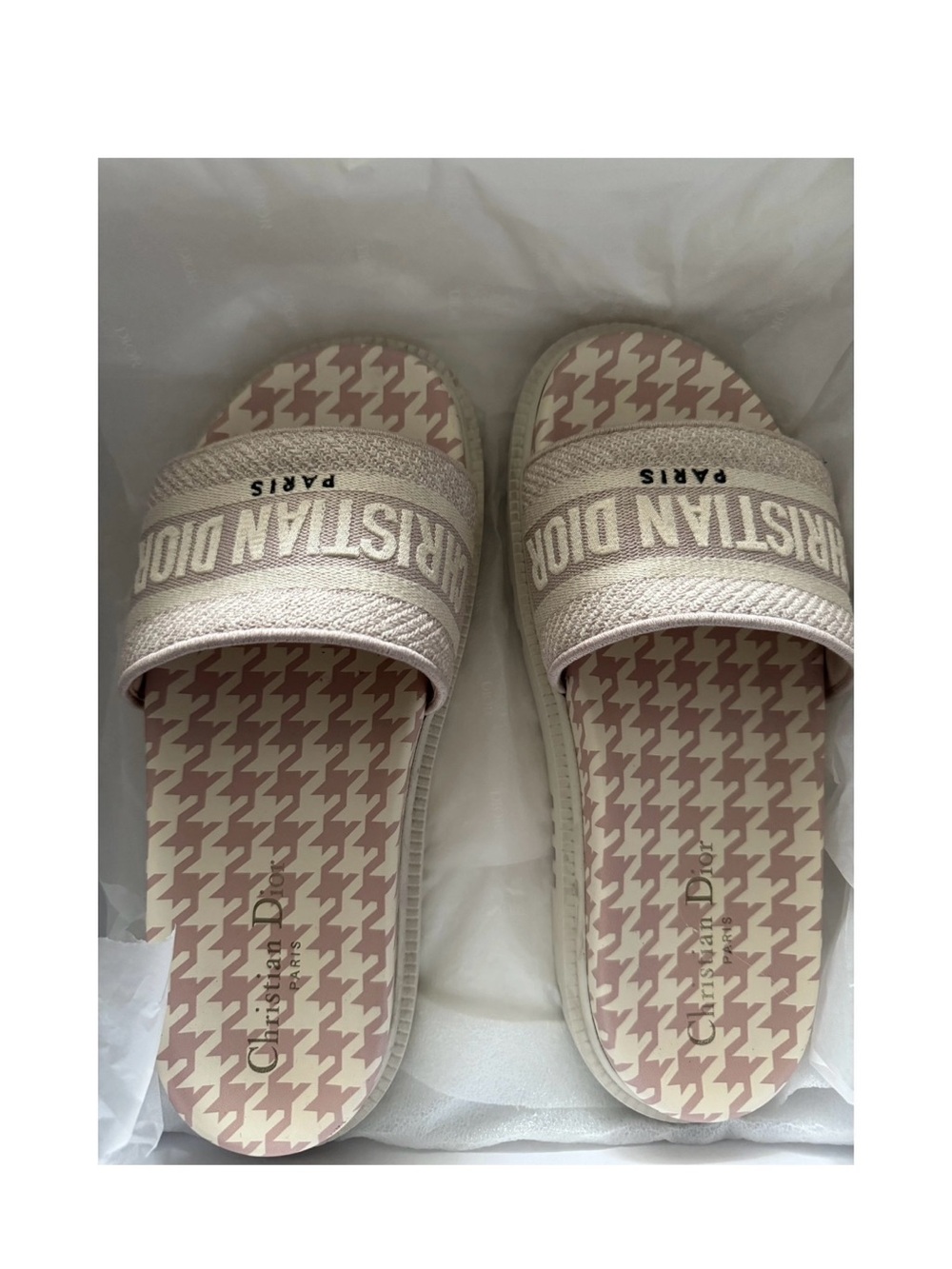 Dior Pale Pink Logo Slide Sandals